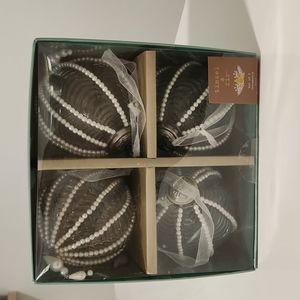 Tinsel & Fir set of 4 Glass and Pearl Ornaments
